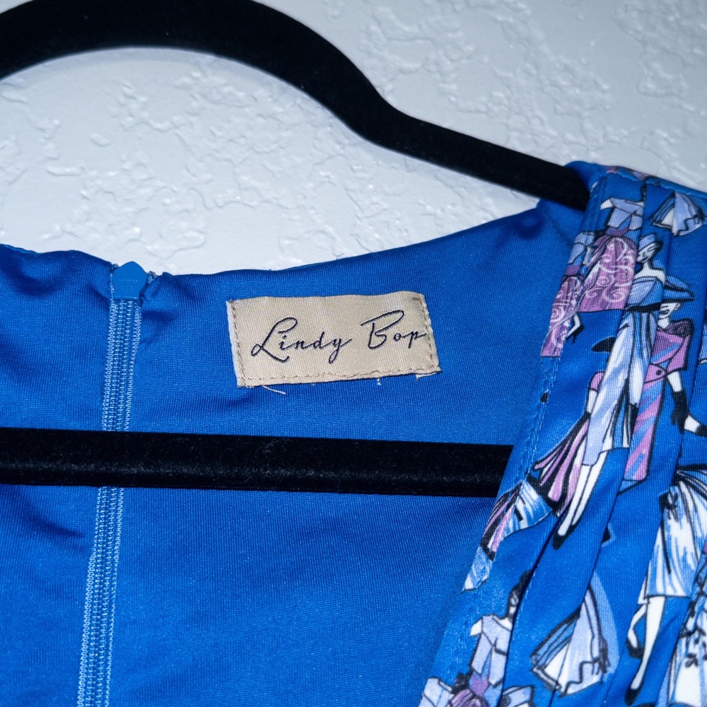 New Lindy Bop Blue Darcy 1940's Ladies‎ Fit & Flare Dress Size 6 - Picture 4 of 7